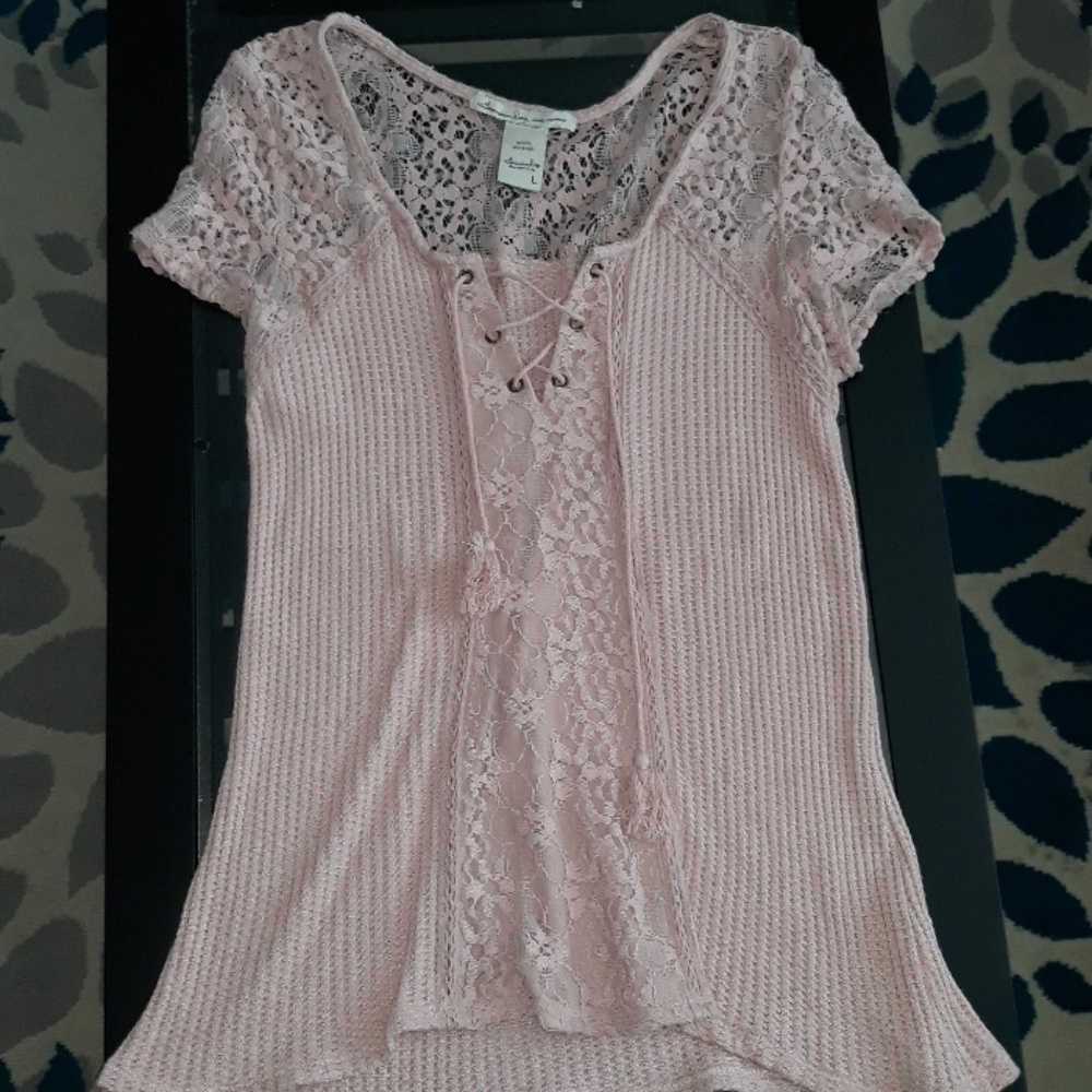 American Rage lace tie up shirt